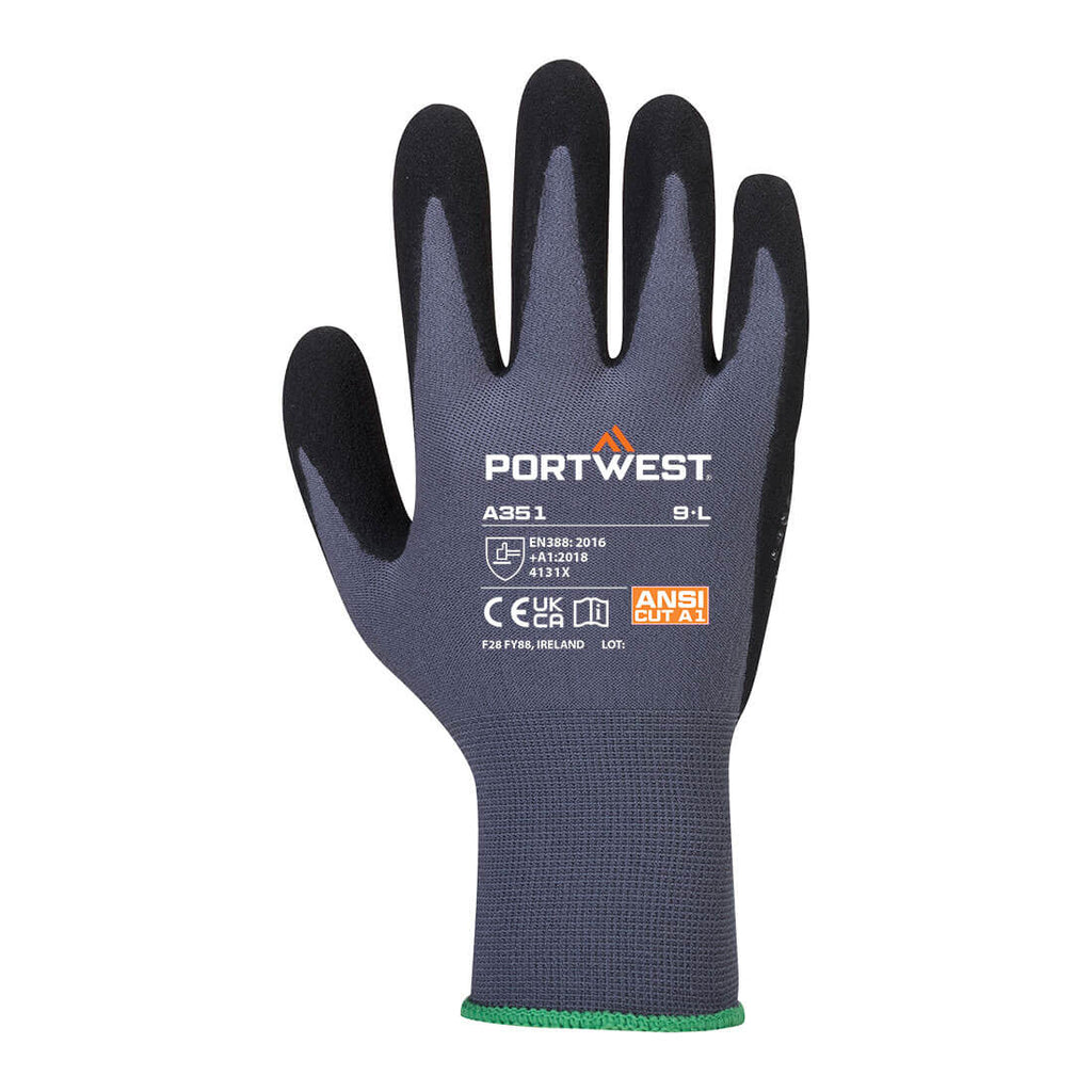 Grip 15 Nitrile Sandy Dotted Glove - Grey/Black