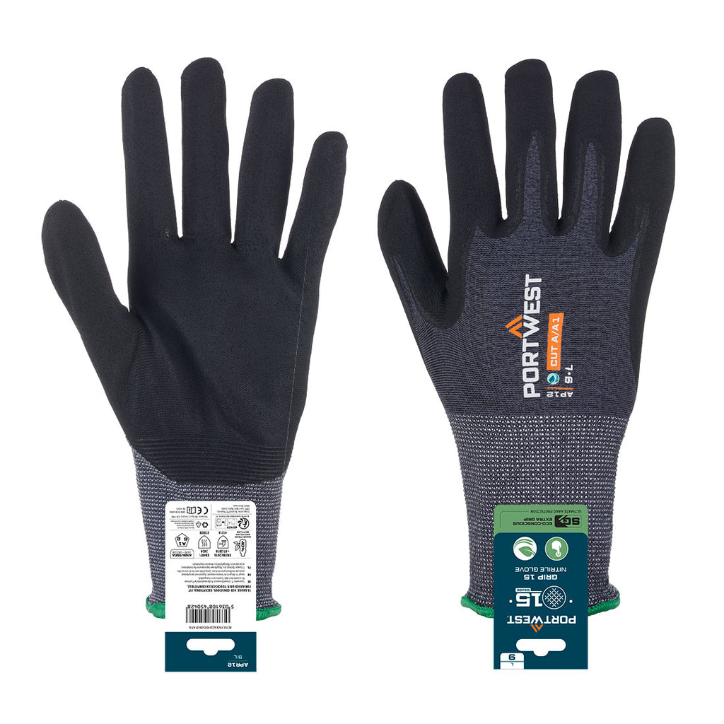 SG Grip 15 Nitrile Glove - Grey/Black