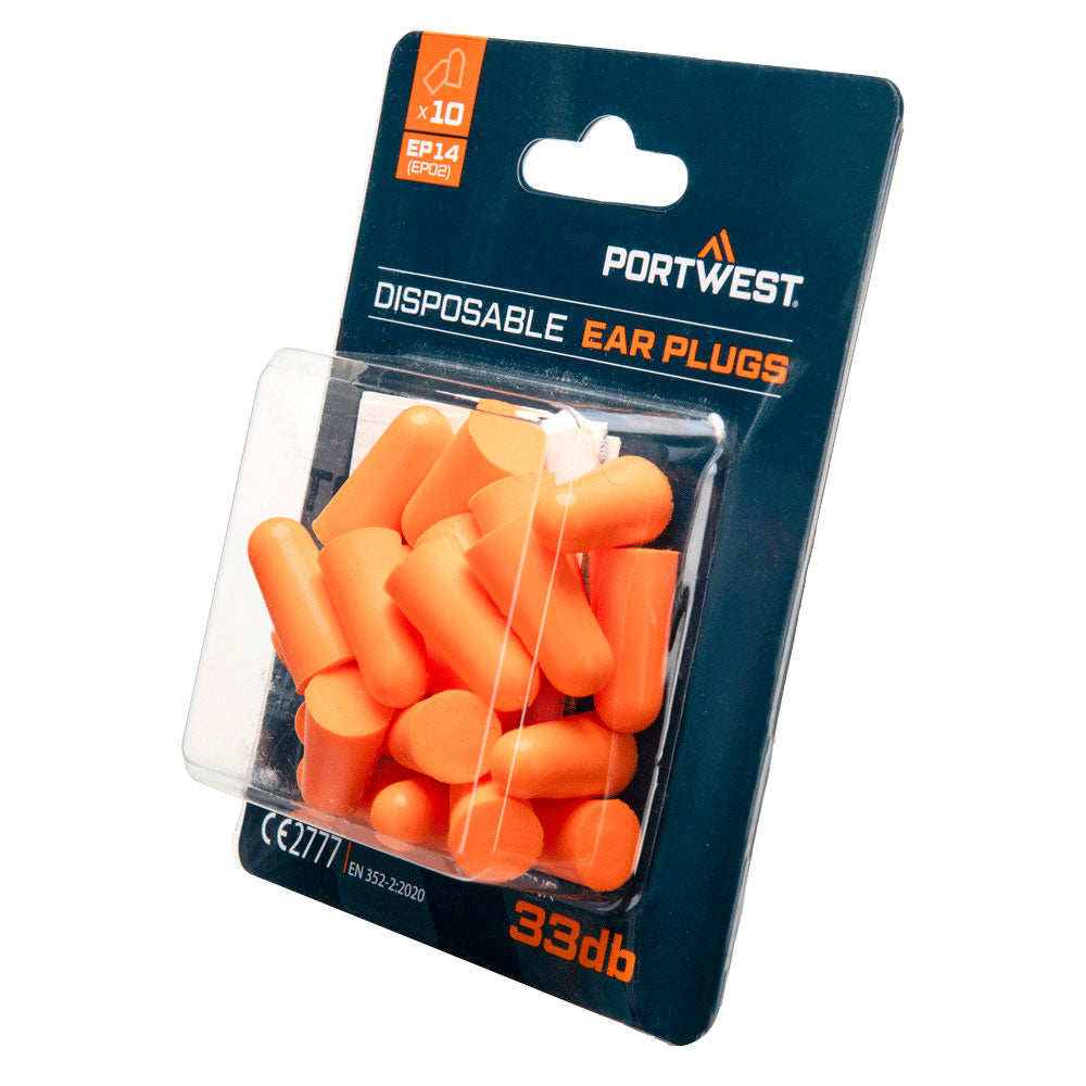PU Foam Ear Plugs Blister Pack (10 Pairs)